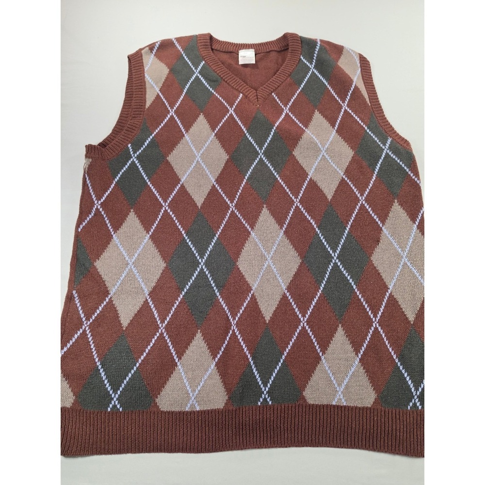 Step Brothers Movie Costume Argyle Sweater Vest Spirit Halloween Brown OS